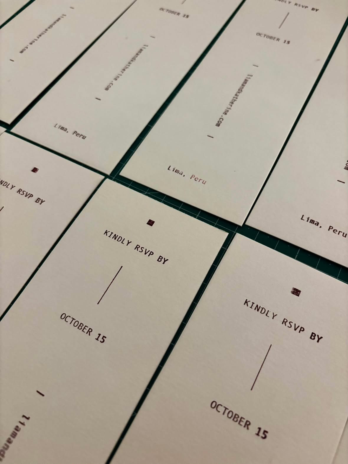 A close-up of the printed RSVP cards